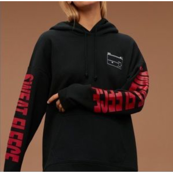 TNA Sweat Fleece Pullover Hoodie Sweatshirt Black Size XS Embroidered Oversized - Picture 8 of 8